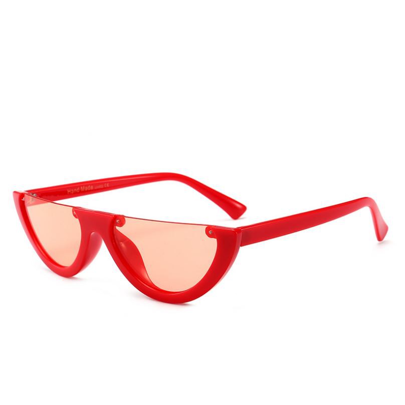MM - Kacamata Hitam Wanita Pria Kacamata Oval Kode 8066 Half Frame Sunglasses-MERAH