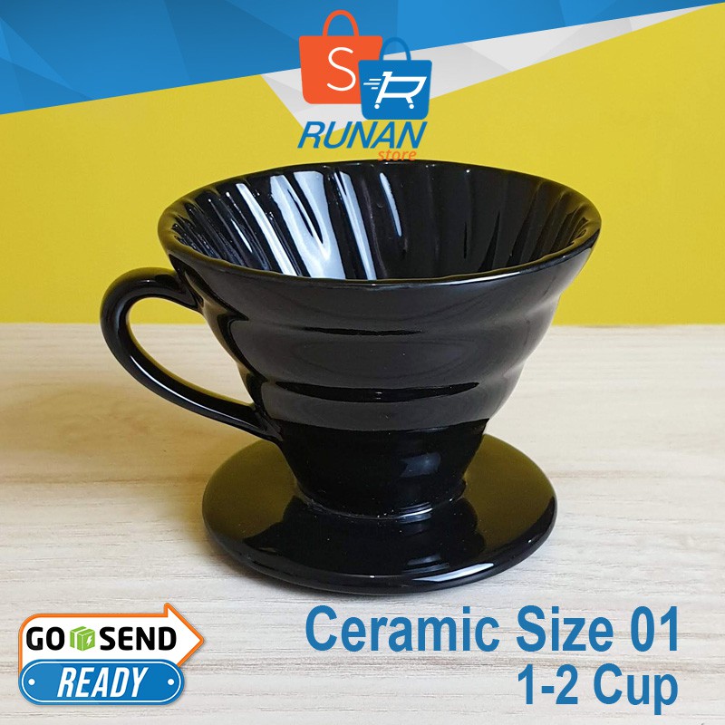 Jual Ceramic Filter Kopi Drip Black Filter Kopi V60 Manual brew Coffee
