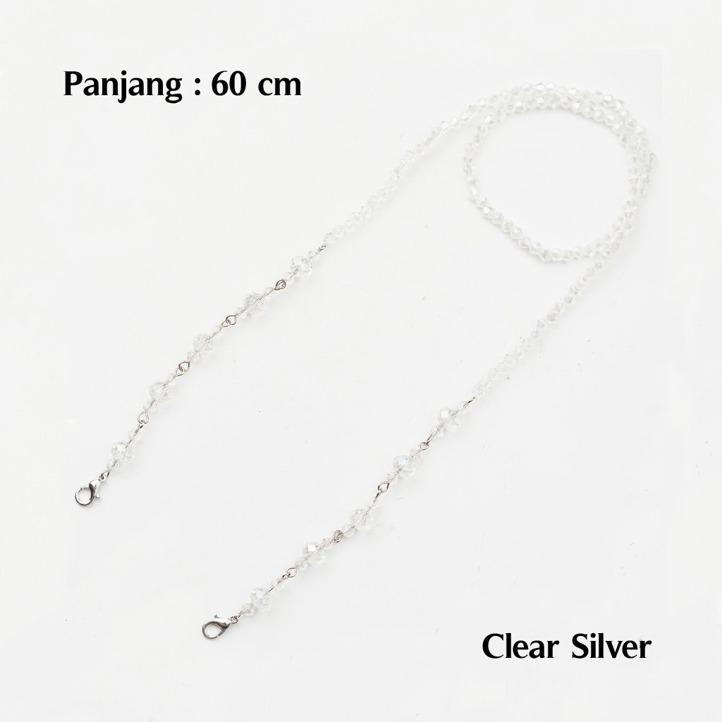 Gantungan Strap Kalung Masker Tali Masker Crystal and Pearl Beads