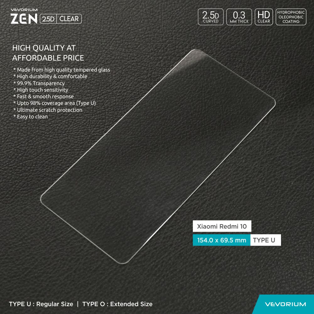 VEVORIUM ZEN 2.5D Clear Xiaomi Redmi 10 4G 2022 Tempered Glass