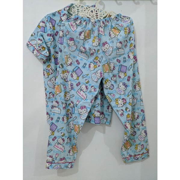 Set Piyama Baju Tidur Anak/Dewasa Hello Kitty Cewek Wanita