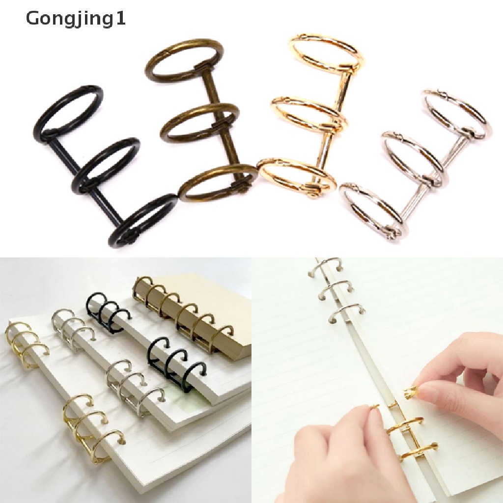 Gongjing1 2 Pcs Ring Binder 3 Ring Bahan Metal Untuk Membuat Scrapbook DIY
