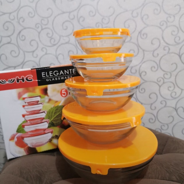 SET BOWL KACA 5 SUSUN - set mangkuk kaca / bowl glassware