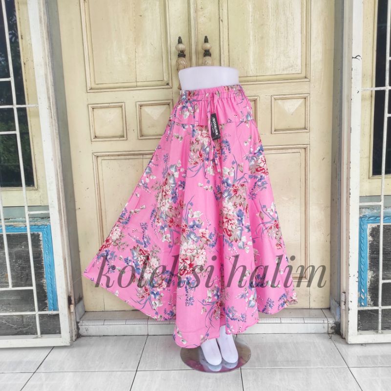 (BISA COD)rok payung/rok katun lebar/motif bunga AMAZON LILY-Ping