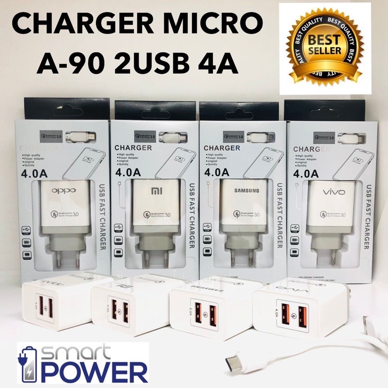 SEN-CHARGER MICRO A-90 ALL BRAND 2USB 4A IC SMARTPOWER