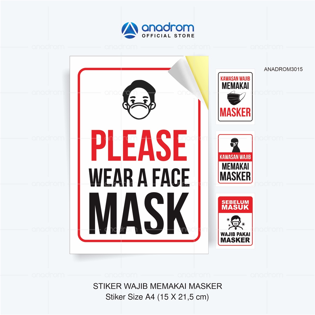

Stiker Peringatan | Sticker Warning Sign | WAJIB MASKER | Anadrom 3015