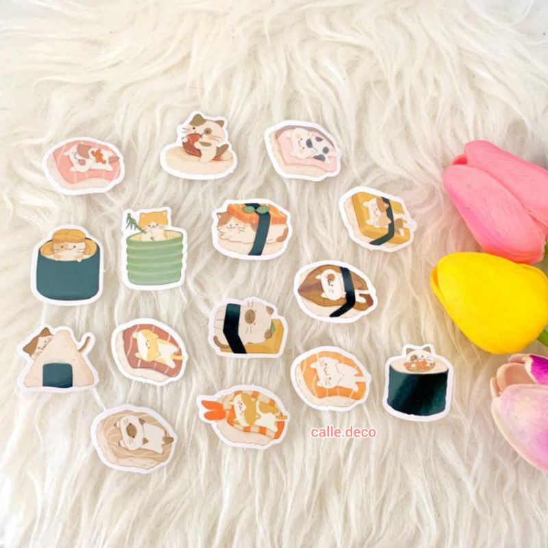 

2pcs Cute Mini CAT's SUSHI Sticker Deco/ Stiker Tumblr / Stiker HP/ Stiker Scrapbook (Random)