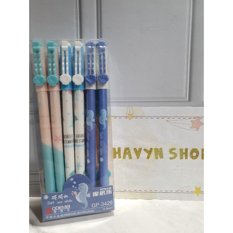 (12pc) pen bisa hapus/pen gel hapus/erasable pen/pen hapus lucu fancy ODEMEI-KUDA LAUT 3429