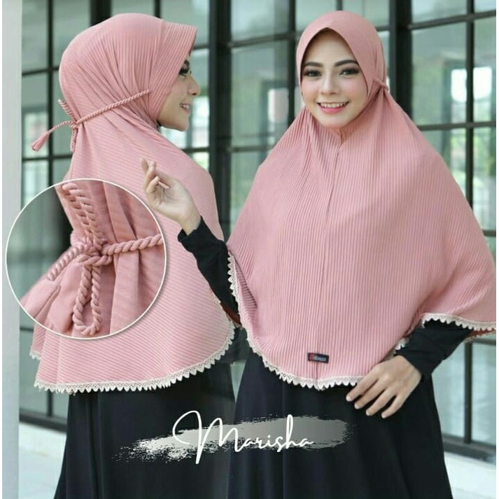 Kerudung Plisket Renda Jumbo ~ Hijab Instan Jersy ~ Bergo Jumbo Plisket ~ COD Seluruh Wlayah