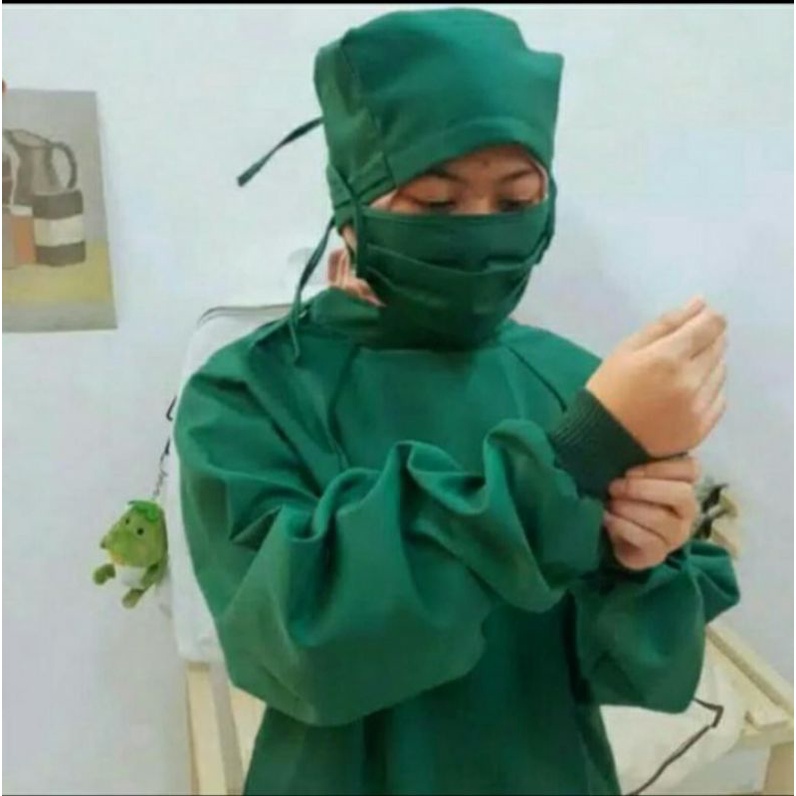 GOWN APD BAHAN KATUN AMERICAN DRILL/JUBAH MEDIS OPERASI/BAJU APD/BAJU OKA/AMERICAN DRILL