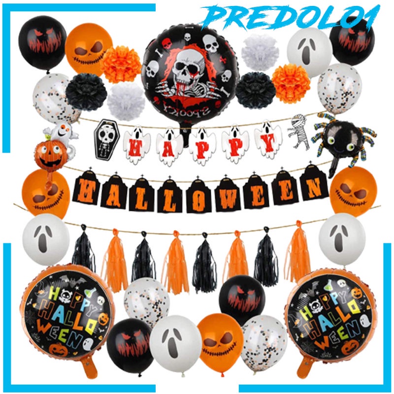 (Predolo1) Balon Latex Aluminum Foil Tema Halloween Untuk Dekorasi Ulang Tahun