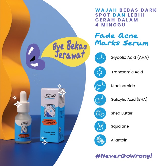 Dermies Clear Me Fade Acne Marks Serum + Niacinamide - Pudarkan Bekas Jerawat