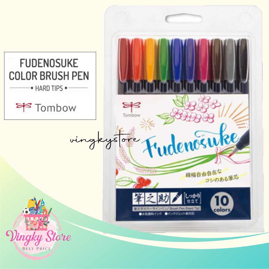 

Fudenosuke Brush Pen Tombow Set - Hard Tip ( 10 colours)