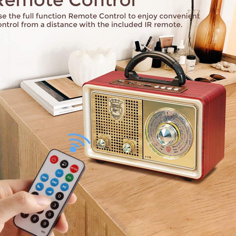 (TERBARU) Radio Portabel 110BTS Retro FM/AM/SW Radio Speaker System dengan BT USB TF Card Player 100