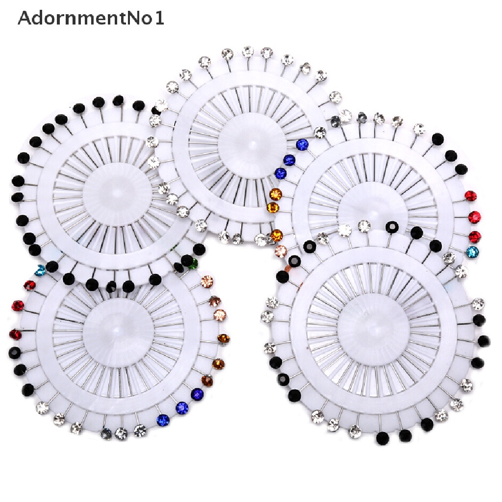 (AdornmentNo1) 30pcs / Set Bros / Pin Bentuk Snag Aksen Kristal Warna-Warni Untuk Aksesoris Hijab / Dress Wanita