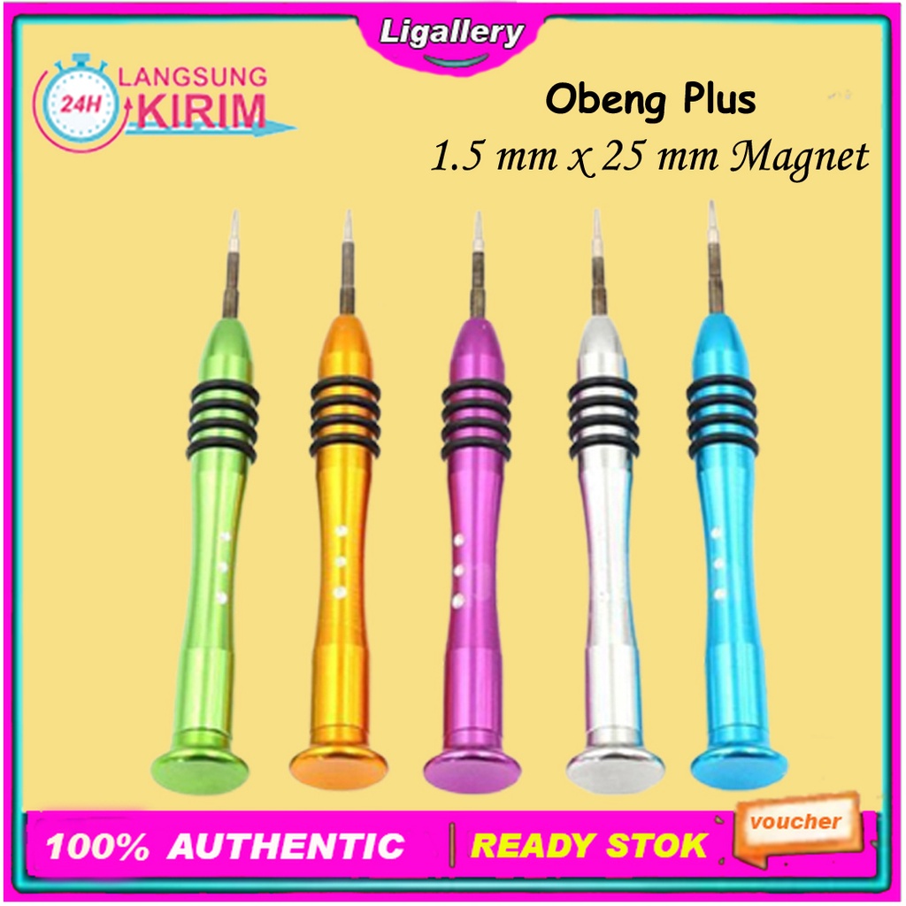 [BISA COD] 1 Pcs Obeng Plus 1.5mm x 25mm Magnet Obeng 332 + 1.5 Obeng Hp Plus
