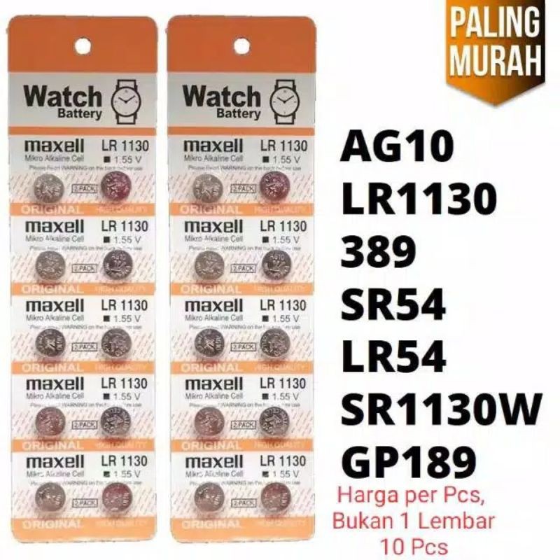 Baterai Batre Kancing Battery Batere Jam Tangan Maxell AG10 LR1130 LR 1130