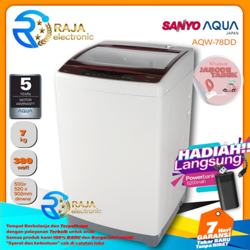 Mesin Cuci AQUA JAPAN AQR-78DD 1 Tabung Top Loading Full Otomatis bergaransi resmi AQUA JAPAN