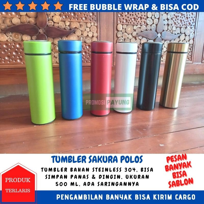 Tumbler Termos Sakura LIFE Polos BT002 Vacuum flask Stainless 500ml dof glosy Botol minum travelmate