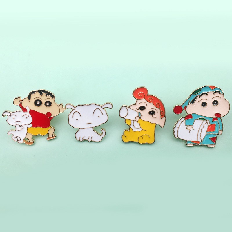 Bros Bentuk Kartun Crayon Shin-Chan Bahan Alloy Untuk Tas Dan Pakaian