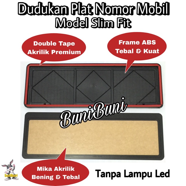 Dudukan / Tatakan / Cover / Frame Plat Nomor Mobil Ukuran 46 Cm Komplit Tutup Mika Akrilik Original