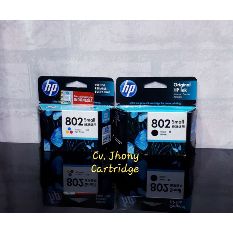 Tinta Cartridge HP 802 Small Hitam Black dan Warna tri Colour Original Asli