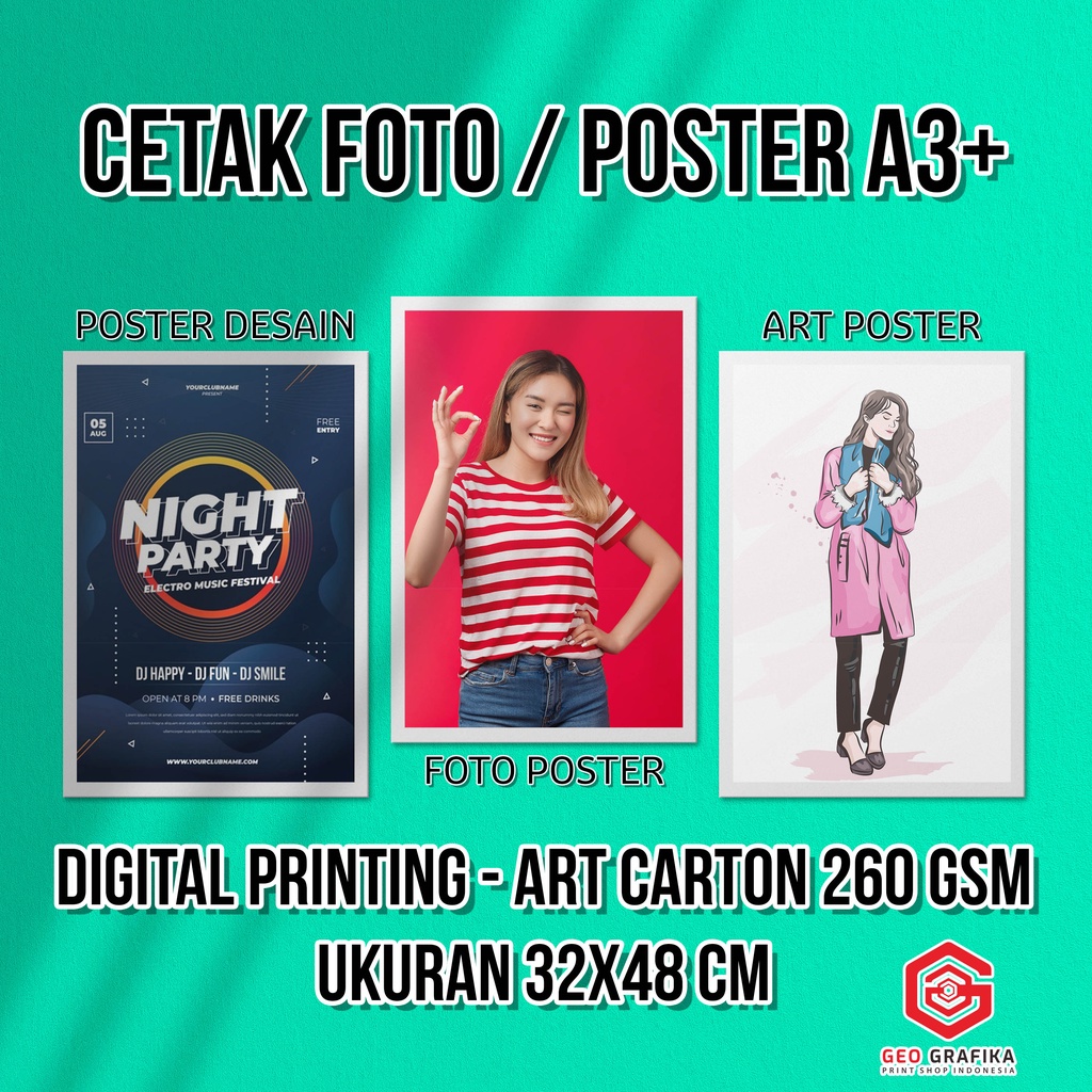 Geo Grafika - Cetak Foto Poster Ukuran A3+ Art Carton 260 Gsm