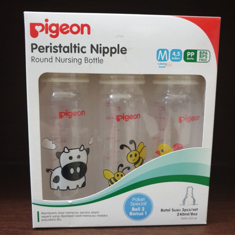 BELI 2 BONUS 1 Botol Susu Pigeon 240ml | 120ml Size S 0+ | M 4,5 Bulan+ Peristaltic Nipple Pket Hemat 3 Botol