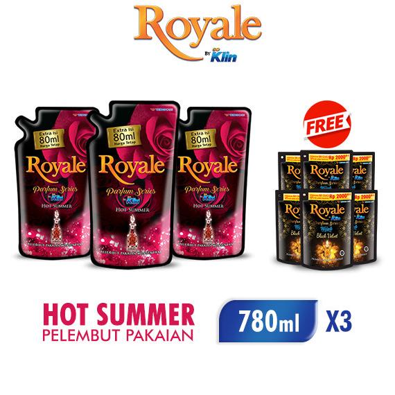 Royale Pewangi Pakaian Hot Summer 780 ml x 3 Free 6 pcs Royale 58 ml