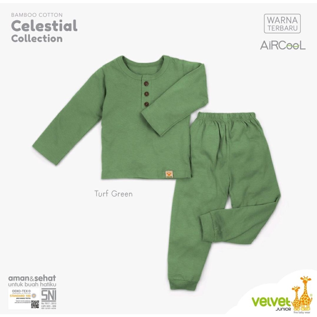 VELVET JUNIOR PIYAMA PANJANG BAMBOO COTTON CELESTIAL SERIES / SETELAN BAYI DAN ANAK