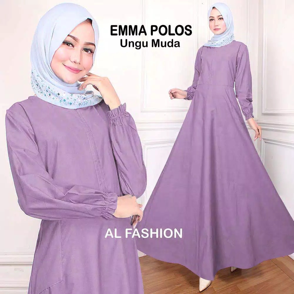Baju Gamis Dress Wanita Muslim Kondangan Busui Polos EMMA Busui Warna UNGU MUDA LAVENDER LILAC