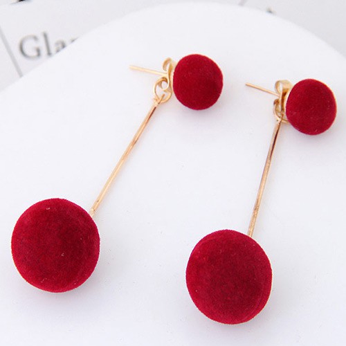 LRC Anting Tusuk Sweet Double Fuzzy Balls Pendant Decorated Pure A4770X