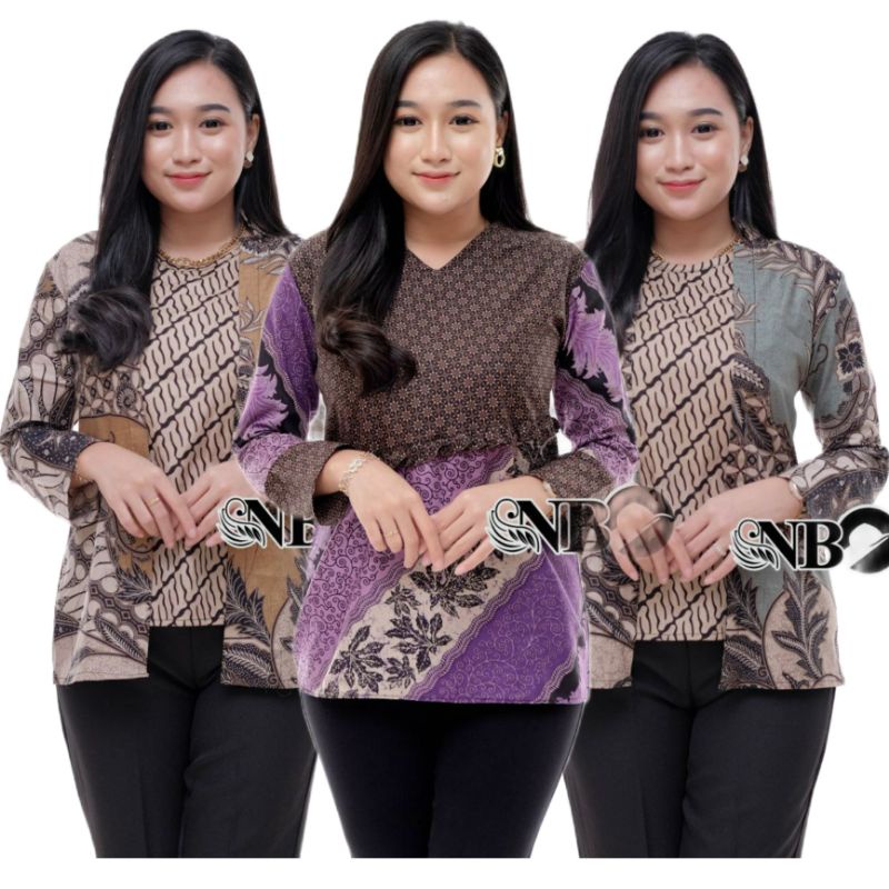 Batik wanita ASJ SA HRB026 Kenongo Kemeja Tosca Pendek