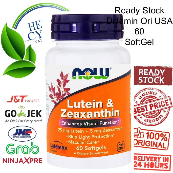 Now Food Lutein &amp; Zeaxanthin 60 Softgels Now Lutein Zeaxanthin Kesehatan Makula Mata ORI USA