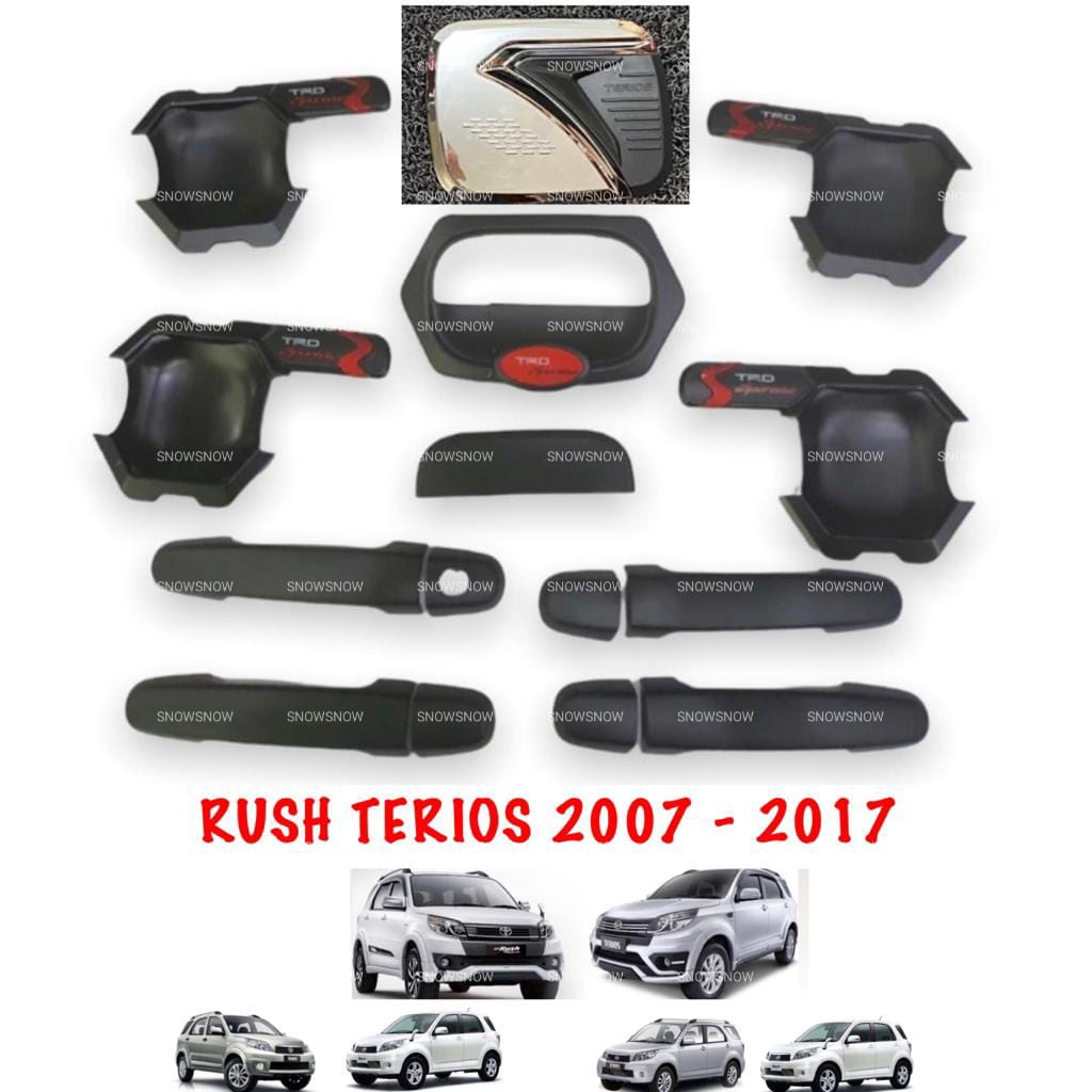 Paket Outer Handle Tank Cover Rush Terios Lama 2007 2015 2017 TRD Hitam Chrome