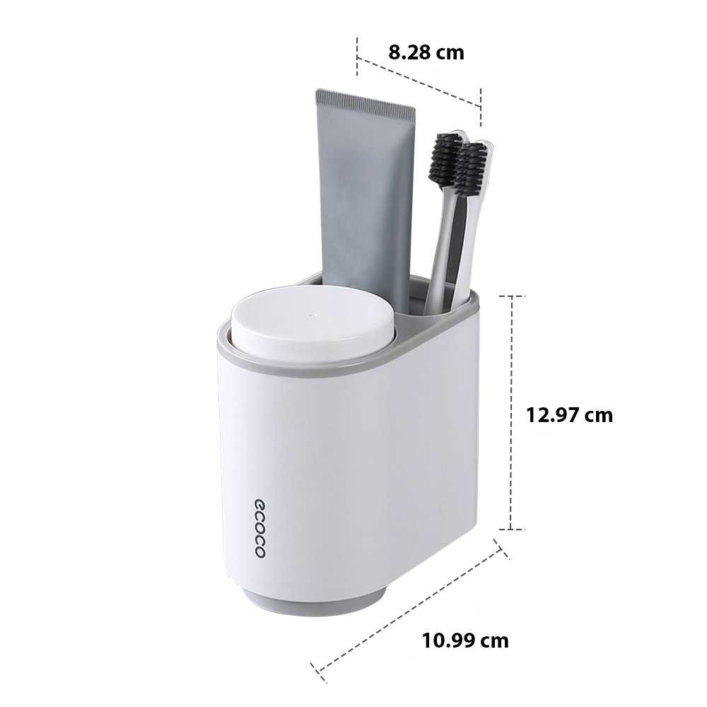 ARS - ECOCO Rak Sikat Gigi &amp; Gelas Magnetic Wall Mounted Toothbrush - E1905