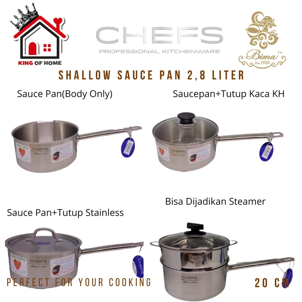 Milk Pan Bima Chefs 20cm Panci Susu Mpasi Bayi BP1900720 Shallow Sauce Pan Panci Induction