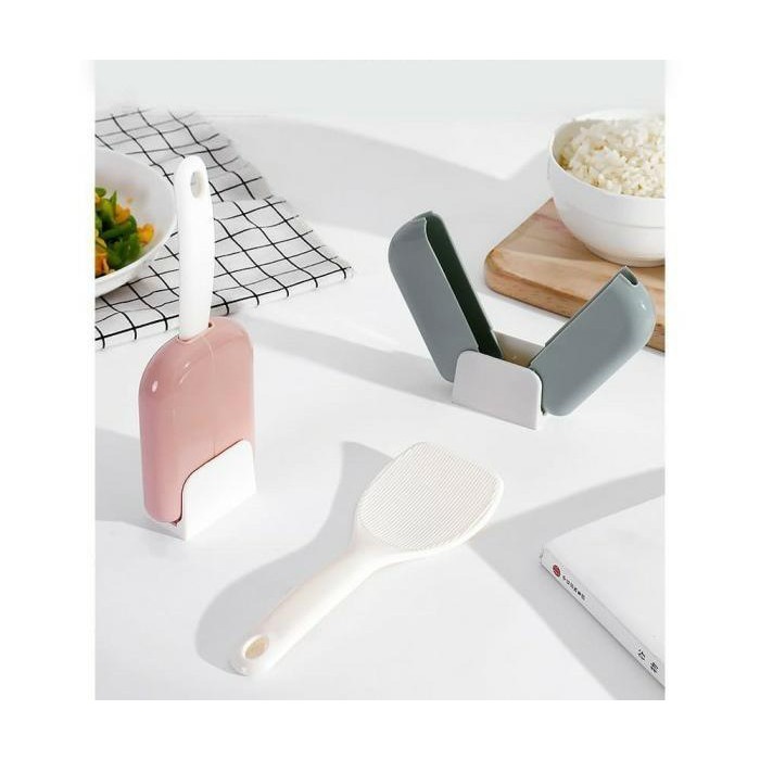 Tempat Sendok Centong Nasi Buka Tutup Otomatis Aanti Lengket