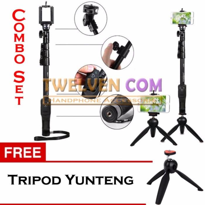 Tripod | Combo Set Tripod + Tongsis + Remote Bluetooth - Kaki + Stick + Tombol