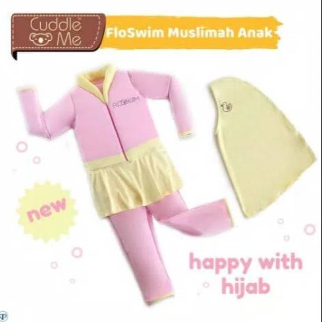 CUDDLE ME Floswim Muslimah Baju Renang Anak Lengan Panjang Hijab Swimsuit Goswim