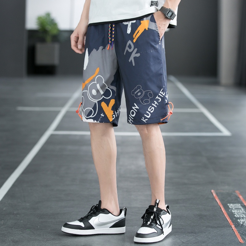 Celana Pendek Pria Pencetakan gradien Sport Casual Olahraga Santai Sporty Fashion Shorts K919