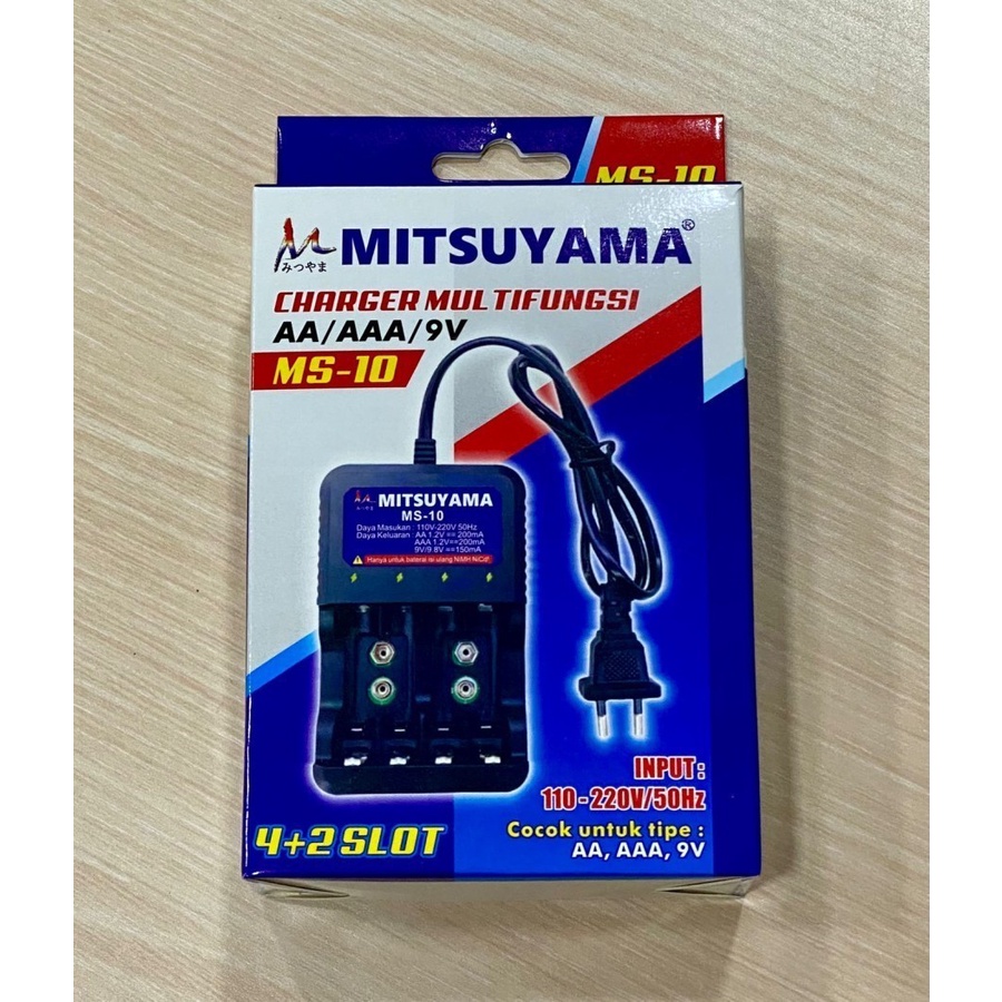 Barangunik2021-Alat Cas Charger Baterai AA AAA 9V 4+2Slot Mitsuyama MS-10 A2 A3 9V