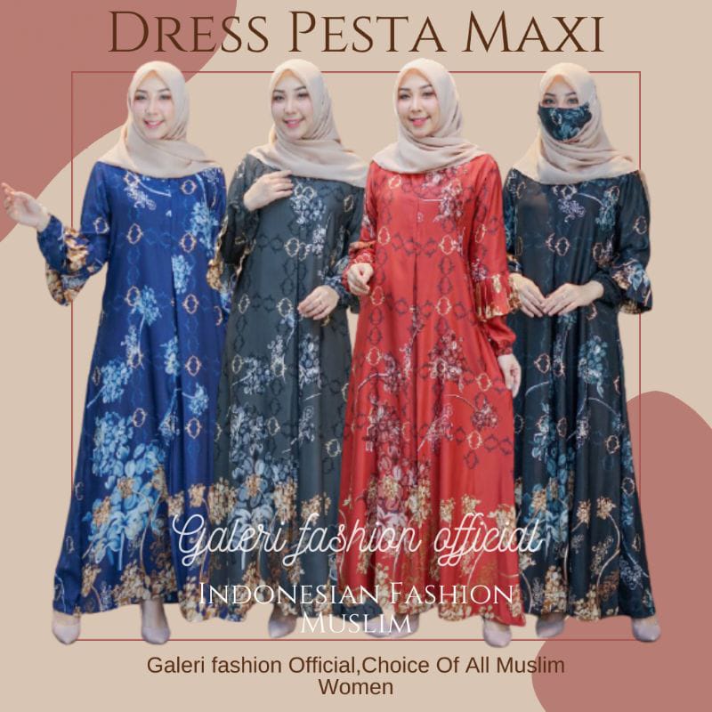 Gamis Wanita Maxmara Lux Premium Lebar Bawah Bisa Busui Tali Pinggang Bahan Tebal Mewah Carissa Maxi