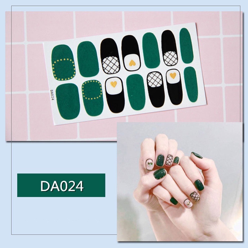 Da021-040 14 Pcs / Lembar Stiker Kuku Palsu 3d Bronzing Untuk Nail Art Diy