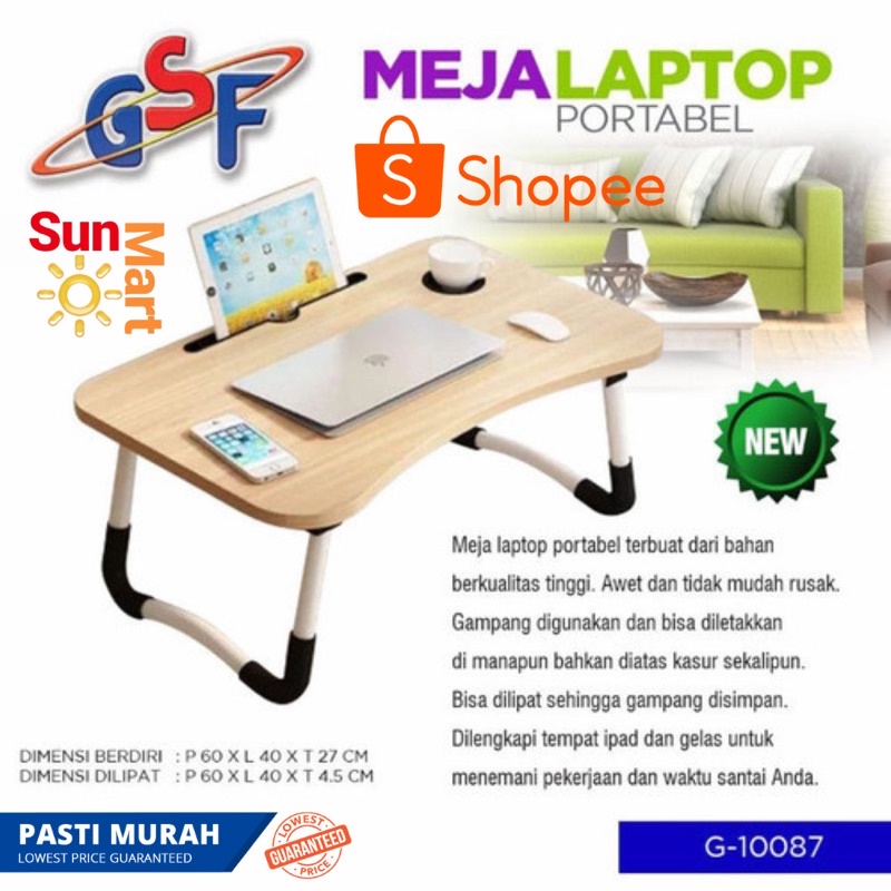 Meja Laptop Portable Lipat GSF  / Meja Belajar Lipat Kayu