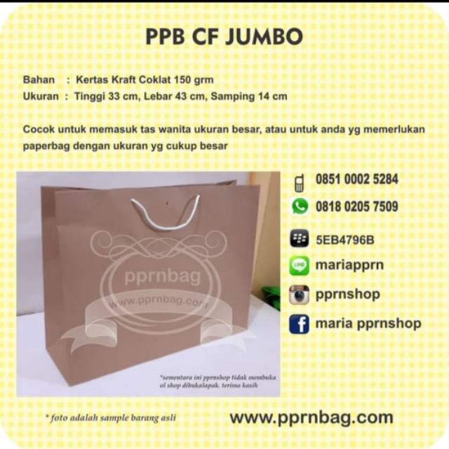 

PAPERBAG KRAFT COKLAT JUMBO ( 6 pcs )/TAS KERTAS/SHOPPINGBAG