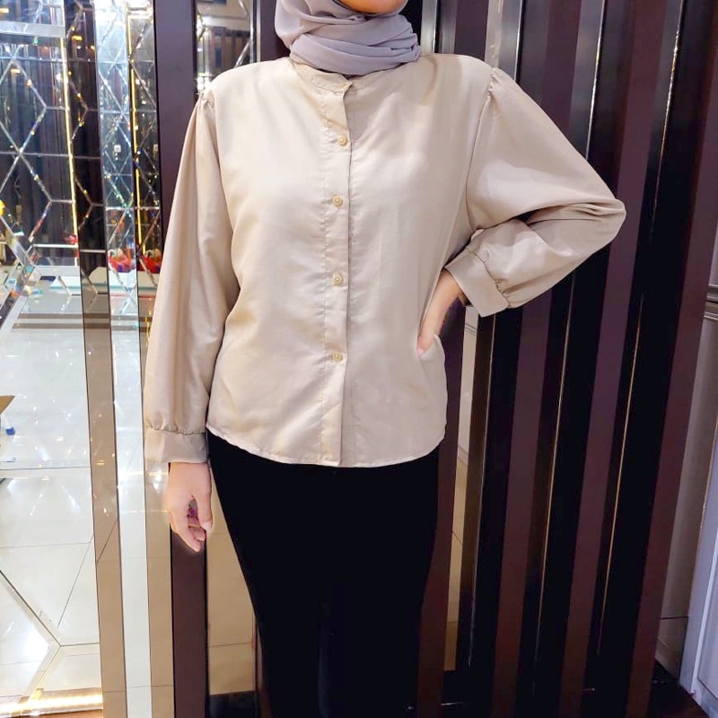 BEFAST - ZRD OOTD Wanita Kemeja ASWAN / MSMO River Blouse Oneck Longsleeve / Blouse Wanita Casual / Blouse Lengan Panjang / Blouse Polos Formal / Blouse Kerja / Kampus / Fashion Wanita Modis / Termurah