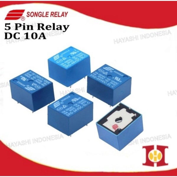 Relay PCB Songle DC 5V 5 Pin Kaki SRD-5VDC-SL-C T73 Arduino Original - 5pcs