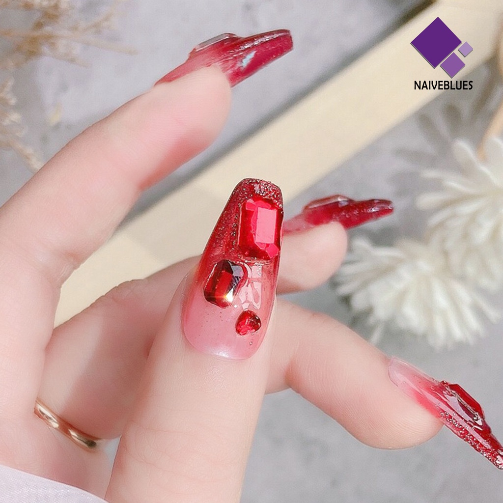 Naiveblue &gt; 10Pcs / Set Ornamen Berlian Imitasi 2 Model Untuk Dekorasi Nail Art / Manicure DIY