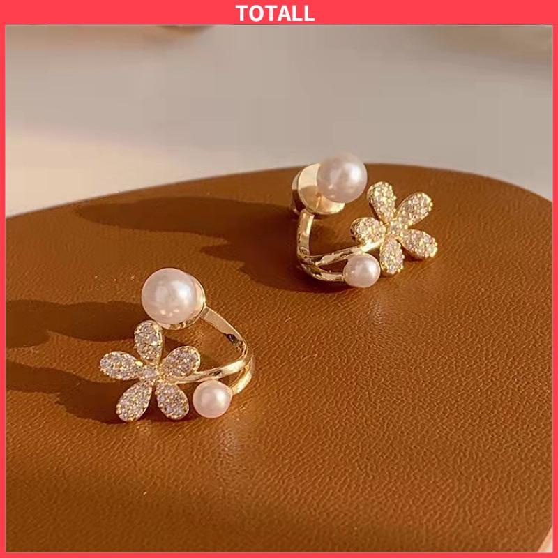 COD Anting Stud Bentuk Bunga Aksen Mutiara Untuk Wanita-Totall